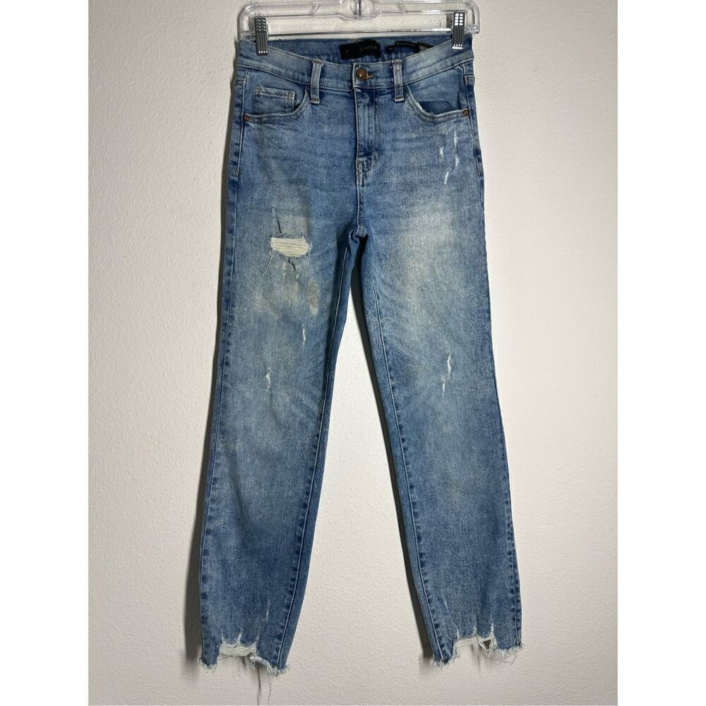 Kendall + Kylie Jeans Women Distressed Denim High Rise Slim Straight Sz 3/26